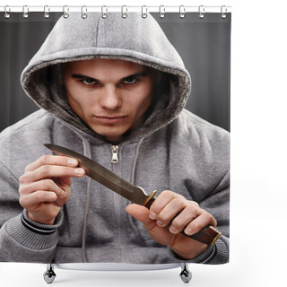 Personality  Closeup Pose Of A Dangerous Gangster Shower Curtains