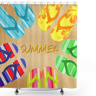 Personality  Summer Background With Flip Flops Shower Curtains