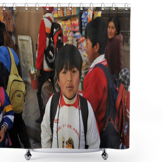 Personality  Unidentified Children On Street Of Potosi Shower Curtains