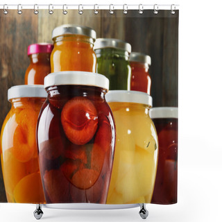 Personality  Jars With Pickled Vegetables, Fruity Compotes And Jams  Shower Curtains