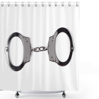 Personality  Steel Handcuffs Isolated On The White Shower Curtains