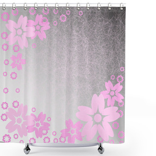 Personality  Pink Flowers On A Gray Background Shower Curtains
