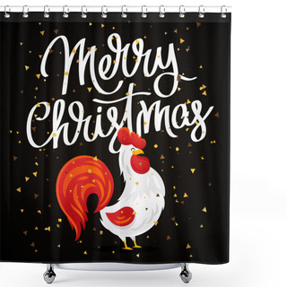 Personality  Merry Christmas. Cartoon Drawing Of A Rooster Shower Curtains