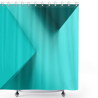 Personality  Creative Geometric. Abstract, Science, Futuristic, Energy Technology Concept. Blue Room. Blue Angle Arrow Overlap Background. 3d Illustration. Shower Curtains
