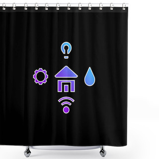 Personality  Amenities Blue Gradient Vector Icon Shower Curtains