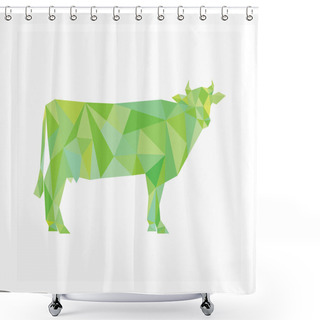 Personality  Cattle Logo. Polygonal Illustration Of Cow. Farm Animals Symbol. Logo For Dairy Company. Vector Logotype For Farm Products. Sign For Agricultural Business. Cow Icon Shower Curtains