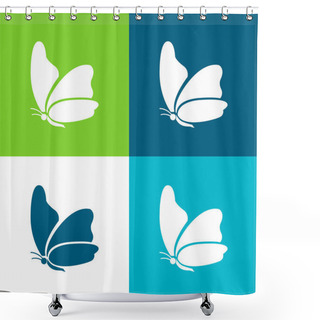 Personality  Big Wing Butterfly Flat Four Color Minimal Icon Set Shower Curtains