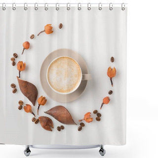 Personality  Coffee Cup With Flowers Shower Curtains