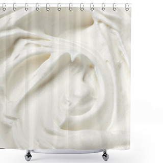 Personality  Close Up Of  A White Whipped Or Sour Cream On White Background Shower Curtains