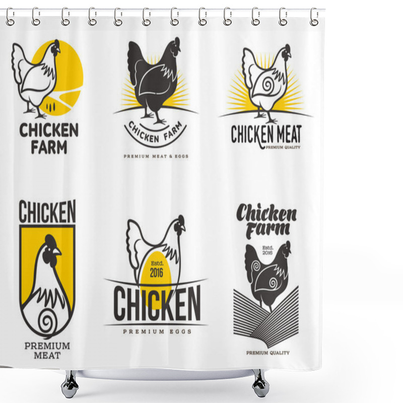 Personality  set of logos with chicken shower curtains