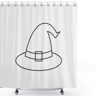 Personality  Halloween Witch Hat Line Icon Shower Curtains