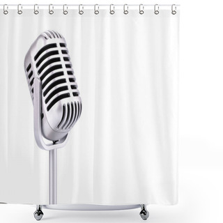 Personality  Retro Microphone Isolated On White Background Shower Curtains