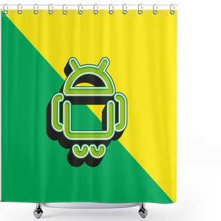 Personality  Android Logo Green And Yellow Modern 3d Vector Icon Logo Shower Curtains