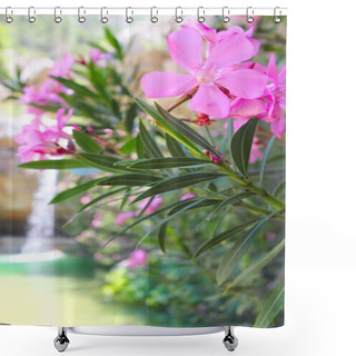 Personality  Oleander Pink Flowers Plant Paradise Waterfal Shower Curtains