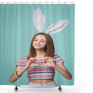Personality  Girl Wearing Bunny Ears Shower Curtains