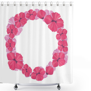 Personality  Round Frame Of Delicate Poppy Flowers Vector Shower Curtains