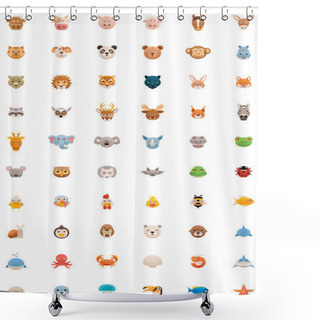Personality  Big Animals Icon Set Shower Curtains