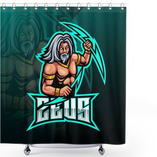 Personality  Zeus Sport Mascot Logo Design Shower Curtains