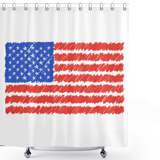 Personality  Hand Drawn National Flag Of Usa Isolated On A White Background. Vector Sketch Style Illustration. Shower Curtains