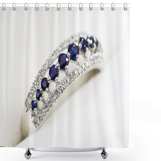 Personality  Diamond And Sapphire Engagement Ring Shower Curtains
