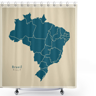 Personality  Modern Map - Brasil With Districts BR Shower Curtains