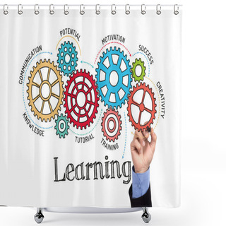 Personality  Gears And Mechanisms With Text Learning Shower Curtains