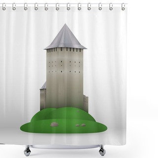 Personality  Vector Castle On Green Hill. Shower Curtains