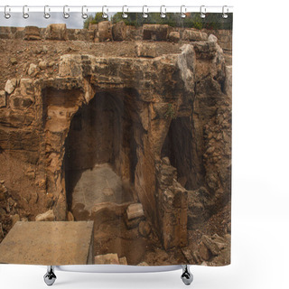 Personality  Ruined Saranta Kolones Castle In Ancient Archaeological Park Shower Curtains