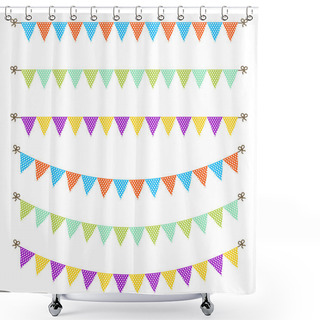 Personality  Bunting Garland Dotted Flags Vector. Shower Curtains