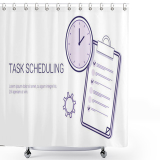 Personality  Task Scheduling Effective Planning Concept Time Management Template Web Banner With Copy Space Shower Curtains