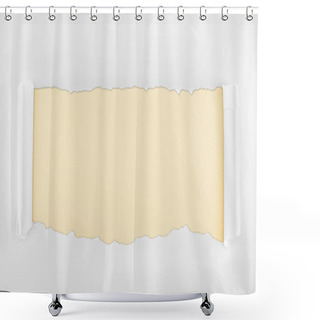 Personality  Ripped Textured White Paper With Curl Edges On Beige Background  Shower Curtains