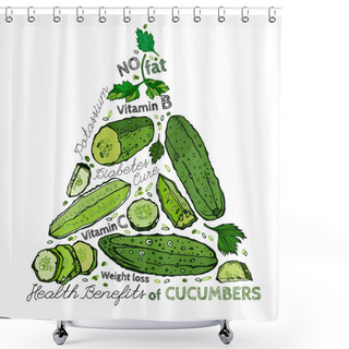 Personality  Hand Drawn Cucumber 03 A Shower Curtains