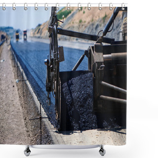 Personality  Industrial Pavement Truck Laying Fresh Asphalt On Construction Site Shower Curtains