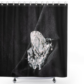 Personality  Sparkling Big Diamond Among Small On Black Textured Shiny Cloth  Shower Curtains