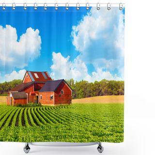 Personality  Traditional Vintage Red Farm Shower Curtains