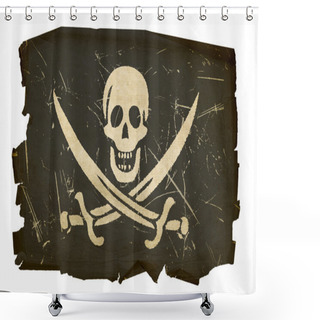 Personality  Pirate Flag Old, Isolated On White Backg Shower Curtains
