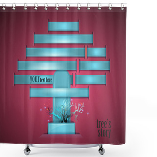 Personality  Tree's Story. Vector Illustration.  Shower Curtains