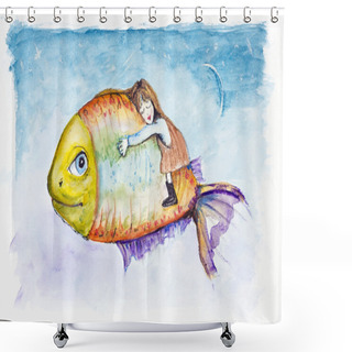 Personality  Moon Light Fish Dreams Shower Curtains