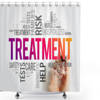 Personality  Treatment Word Cloud Collage, Health Concept Background Shower Curtains