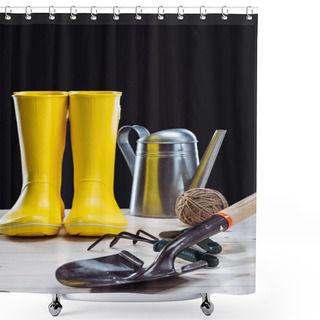 Personality  Rubber Boots And Garden Tools  Shower Curtains