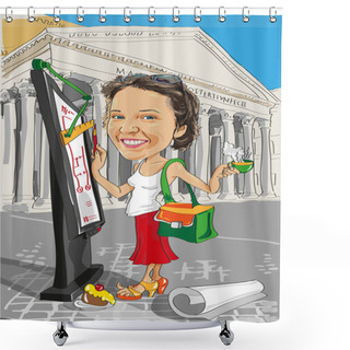 Personality  Cartoon Girl Architect In Italy Shower Curtains