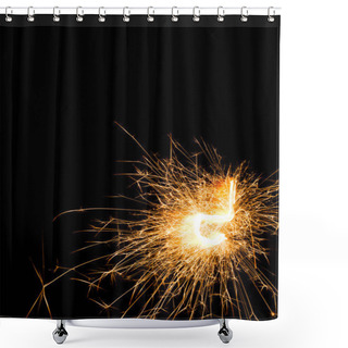Personality  Bright Burning Christmas Sparkler On Black Background    Shower Curtains
