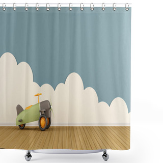 Personality  Empty Playroom With Toy Plane Shower Curtains