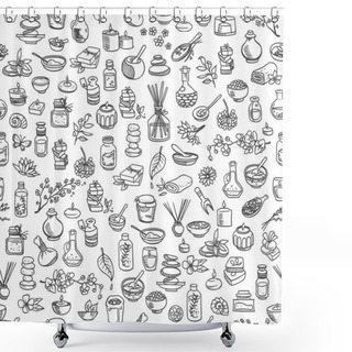 Personality  Doodle Spa Elements, Seamless Background Shower Curtains
