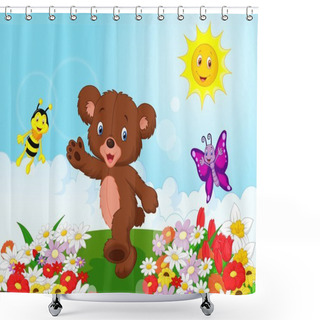 Personality  Happy Baby Bear Cartoon Shower Curtains