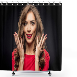 Personality  Surprised Brunette Woman Shower Curtains