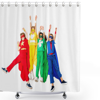 Personality  Flying Kids In Superhero Costumes Shower Curtains