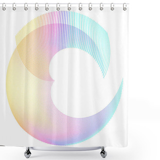 Personality  Wave Sign. Wavy 3d Icon. Half Round Many Lines Image. Vector Illustration Eps 10 Logo For Web Design, Brochure & Presentation. Black White & Rainbow Tone Pattern Isolated On White Background. Shower Curtains