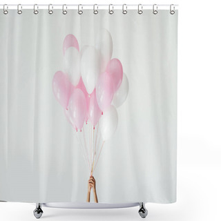 Personality  Bunch Of Pink And White Balloons Shower Curtains