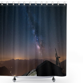 Personality  The Milky Way Viewed From High Up In The Alps Shower Curtains